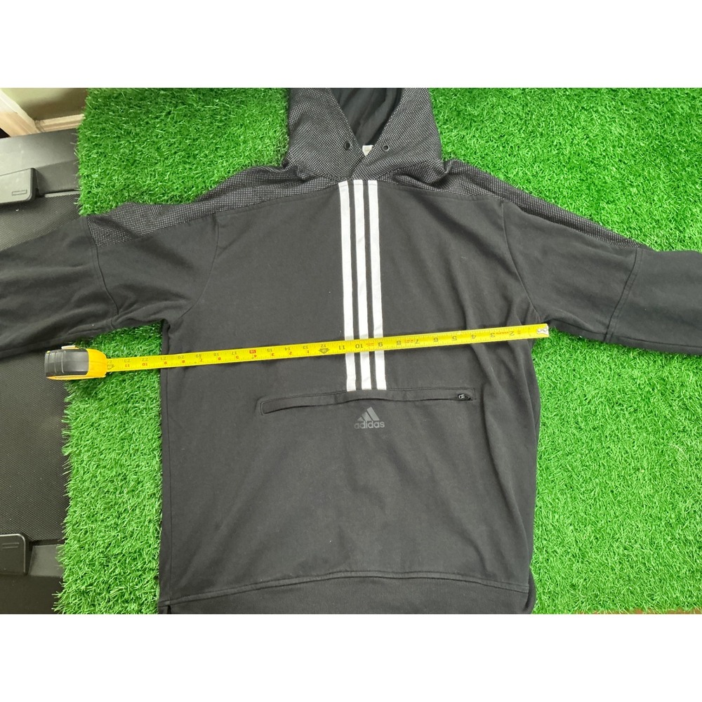 Adidas Mens Black Vertical 3-Stripe Pullover Hoodie CV3206 Large